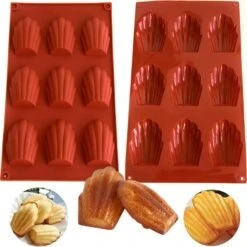 Merkloos FLOOQ - Madeleine Bakvorm - BPA Vrij - Anti-aanbaklaag - Siliconen - Roodbruin - 9 Stuks