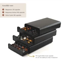 Kitchen Lab Co.® Capsule Houder Dolce Gusto, Nespresso En Nespresso Vertuo - Zwart - Max. 55 Capsules - Met Lade - Incl. Koffie Recepten E-boek -Merkloos Winkel 1198x1200 78