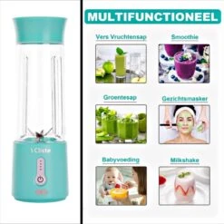 Draagbare Blender - Blender To Go - Smoothie Blender - USB Oplaadbaar -Portable Smoothie Maker - Draadloos - Compact Blender - 500 Ml - Mini Smoothie Maker - Fresh Juice Maker - Portable Blender - Blauw - Recepten Inbegrepen -Merkloos Winkel 1198x1200 82
