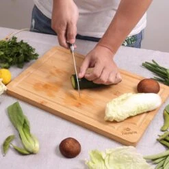 Snijplank Van Bamboe Met Sapgeul - Cutting Board - Hakblok - Groot Formaat - Luxe Design - Hout - 37x25x2cm -Merkloos Winkel 1199x1200 14