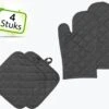 Homéé Ovenwanten En Pannenlappen Hittebestendig - Zwart - 4 Delige Sets