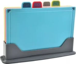 Snijplankenset Met Houder - 4 Stuks - Snijplanken - 35x19,5 Cm