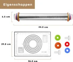 Deegroller - Bakmat - Verstelbare Deegroller - Bakspullen - RVS - Deegmat - Antikleef - Baulk® 12 Deegroller - Bakmat - Verstelbare Deegroller - Bakspullen - RVS - Deegmat - Antikleef - Baulk® -Merkloos Winkel 1200x1013 8