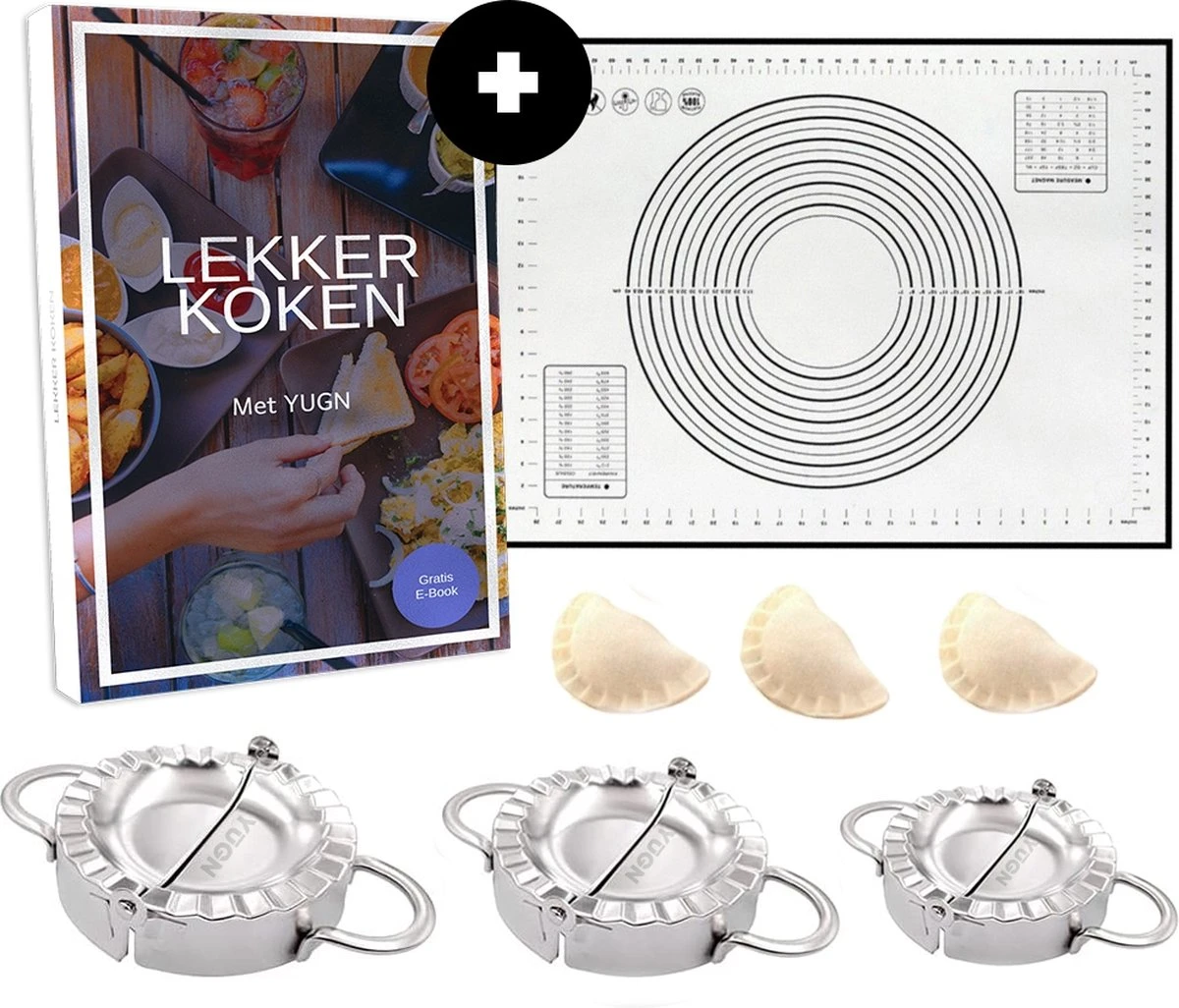 YUGN Dumpling Maker Set Van 3 Formaten En Inclusief Siliconenmat - Als Ravioli Maker Pastei Maker Empanade Maker Te Gebruiken - Ravioli Vorm - Cadeau Tip 1 YUGN Dumpling Maker Set Van 3 Formaten En Inclusief Siliconenmat - Als Ravioli Maker Pastei Maker Empanade Maker Te Gebruiken - Ravioli Vorm - Cadeau Tip