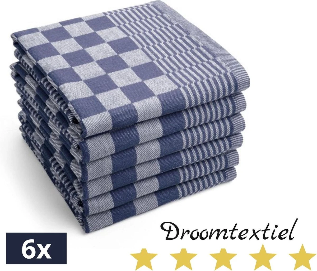 Droomtexiel® Horeca Kwaliteit Katoenen Theedoeken Set - 6x Theedoeken - Blauw Wit + Gratis 6 Keukendoeken T.w.v €22,95 5 Droomtexiel® Horeca Kwaliteit Katoenen Theedoeken Set - 6x Theedoeken - Blauw Wit + Gratis 6 Keukendoeken T.w.v €22,95 - Afbeelding 5