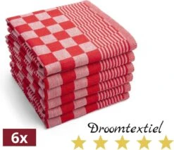 Droomtexiel® Horeca Kwaliteit Katoenen Theedoeken Set - 6x Theedoeken - Rood Wit + Gratis 6 Keukendoeken T.w.v €22,95 -Merkloos Winkel 1200x1031