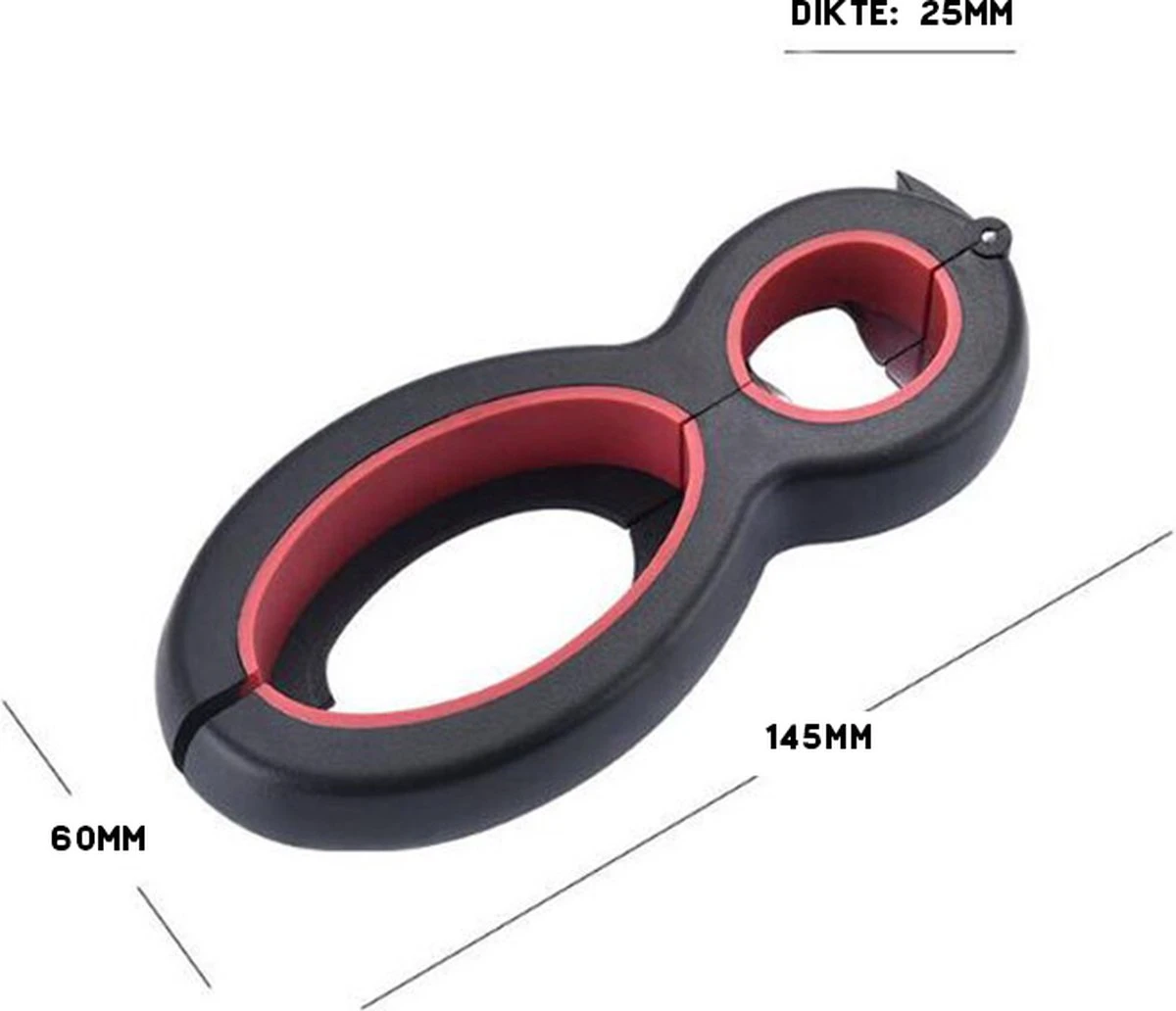 Multifunctionele Opener - 6-in-1 Keuken Hulp - Ouderen Opener - Fles Opener - Bier Opener - Pot Opener - Zak Opener - Veiligheidszegels Verwijderen - Doppen Losdraaien - Allesopener - Zwart/Rood 7 Multifunctionele Opener - 6-in-1 Keuken Hulp - Ouderen Opener - Fles Opener - Bier Opener - Pot Opener - Zak Opener - Veiligheidszegels Verwijderen - Doppen Losdraaien - Allesopener - Zwart/Rood - Afbeelding 7