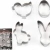 GENERIC Paas Voorjaar Uitsteekvormen RVS 4-delig Ø 6.5-9.5cm | Paashaas Kuiken Konijn Ei | Uitsteekvormpjes Pasen | Uitsteekvorm Koekjesvorm