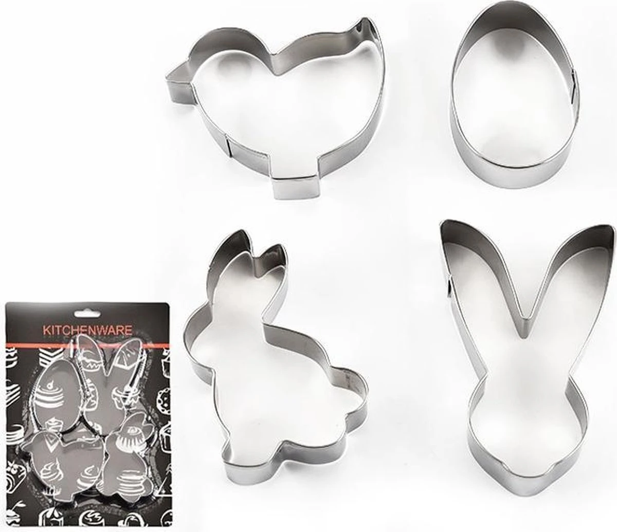 GENERIC Paas Voorjaar Uitsteekvormen RVS 4-delig Ø 6.5-9.5cm | Paashaas Kuiken Konijn Ei | Uitsteekvormpjes Pasen | Uitsteekvorm Koekjesvorm 1 GENERIC Paas Voorjaar Uitsteekvormen RVS 4-delig Ø 6.5-9.5cm | Paashaas Kuiken Konijn Ei | Uitsteekvormpjes Pasen | Uitsteekvorm Koekjesvorm