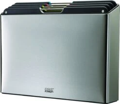 Joseph Joseph JosephJoseph - Folio - Steel - Snijplank - In Houder - Groot - Set Van 5 Stuks - Zilver