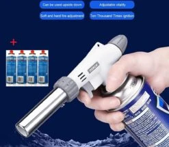 Gift Land® Crème-Brûlée Gasbrander -barbecue Starter - Soldeerbrander + 4 Butaan Gasflesjes - Voordeelverpakking