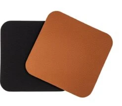 Jay Hill Onderzetters - Vegan Leer - Zwart / Cognac - Dubbelzijdig - 10 X 10 Cm - 6 Stuks