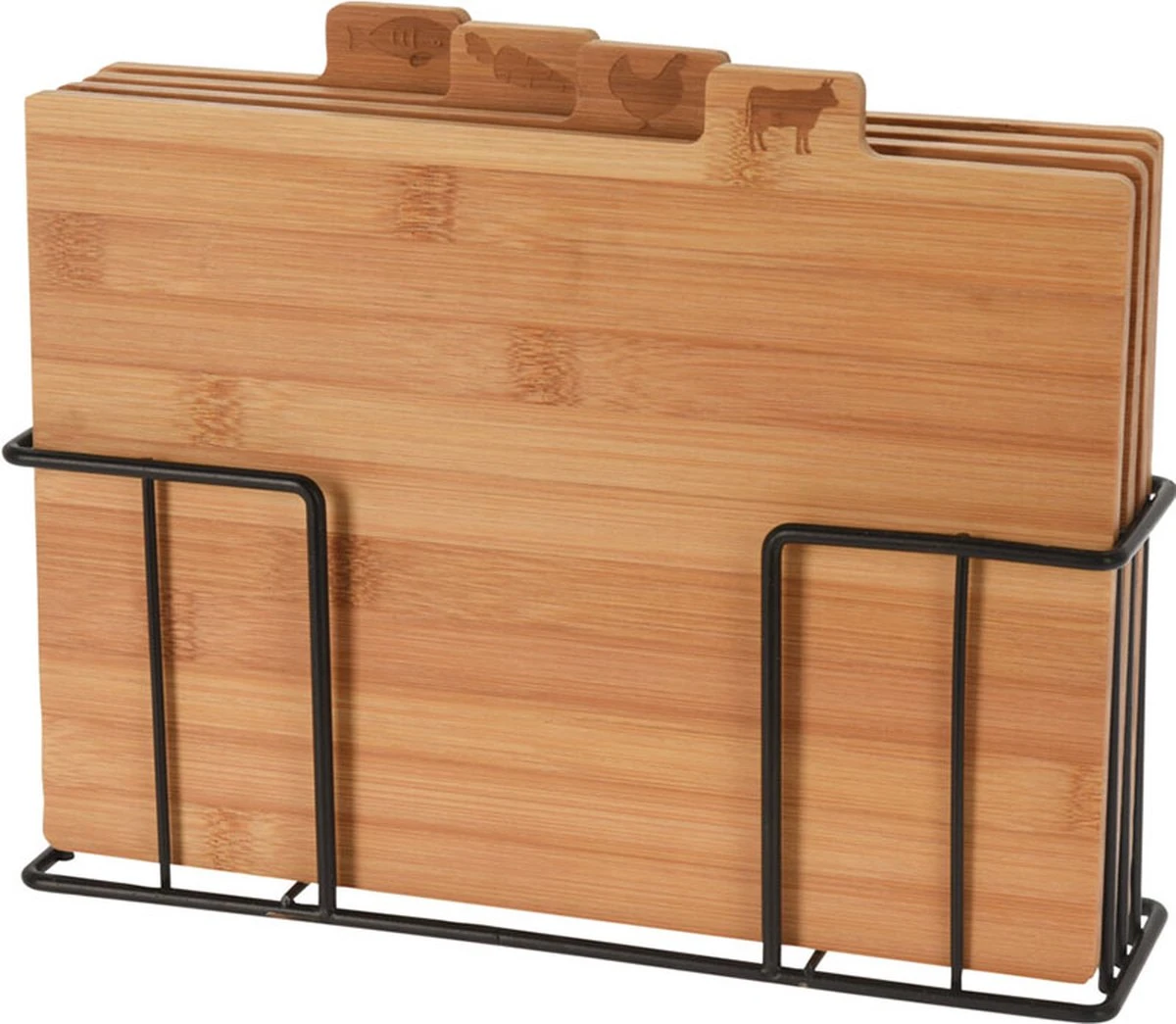 Snijplankenset - 4 Snijplanken + Houder 1 Snijplankenset - 4 Snijplanken + Houder