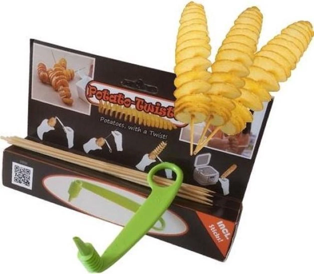 Potato Twister - Aardappel Spiraalsnijder - Incl. Satéstokjes 1 Potato Twister - Aardappel Spiraalsnijder - Incl. Satéstokjes