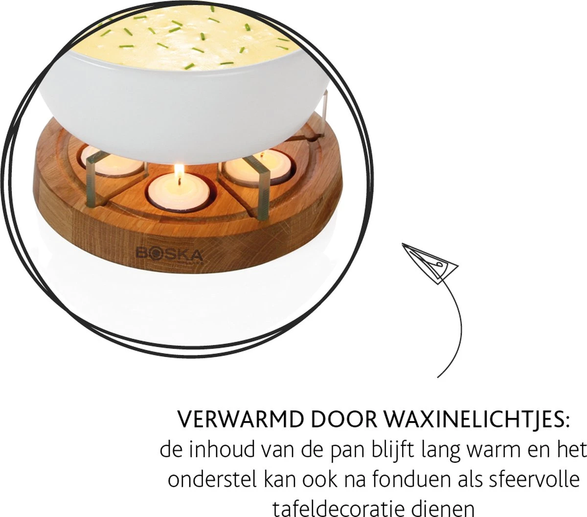 Boska Candlelight Fondue Twinkle - Voor 1.200 Gram Kaasfondue - 1,6 Liter 5 Boska Candlelight Fondue Twinkle - Voor 1.200 Gram Kaasfondue - 1,6 Liter - Afbeelding 5