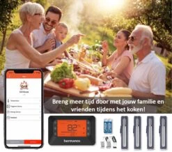 Hermanos® Digitale BBQ Thermometer Draadloos - Keukenthermometer - Bluetooth Met App - 4 Sondes - Magneet - Incl. Batterijen -Merkloos Winkel 1200x1061 10