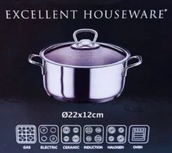 KOOPMAN Roestvrijstalen Pan 4,5 Liter - Met Glazen Deksel -Merkloos Winkel 1200x1064 3