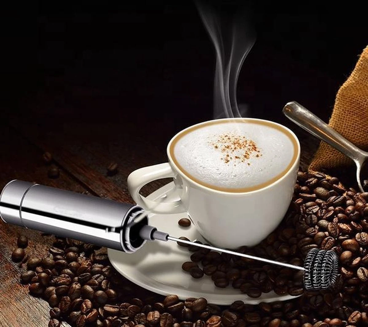 Perow Elektrische Melkopschuimer - Handmatige Melkschuimer - Melkopklopper - Zilver - RVS - Inclusief Batterijen 10 Perow Elektrische Melkopschuimer - Handmatige Melkschuimer - Melkopklopper - Zilver - RVS - Inclusief Batterijen - Afbeelding 10