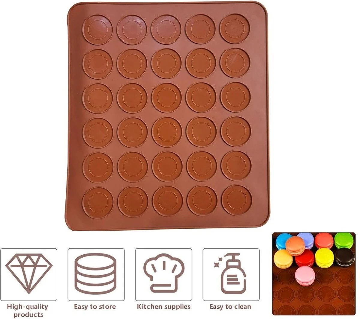 Macarons Bakmat - 2 Stuks - Macarons Set - Macarons Mat - 30 X 22 Cm - Macarons Bakken 3 Macarons Bakmat - 2 Stuks - Macarons Set - Macarons Mat - 30 X 22 Cm - Macarons Bakken - Afbeelding 3