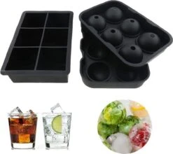 Luxe IJsblokvormen - Set Van 2 - 6 Grote Ronde Ijsballen En 6 Vierkante Ijsblokken - Voedselveilig Siliconen - Zwart 10 Luxe IJsblokvormen - Set Van 2 - 6 Grote Ronde Ijsballen En 6 Vierkante Ijsblokken - Voedselveilig Siliconen - Zwart -Merkloos Winkel 1200x1068 3
