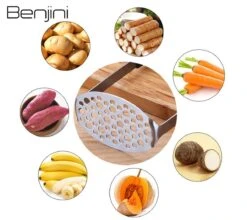 Aardappelstamper | Professioneel | Stamper | Pureestamper | Potato Masher | Pureerder | Stamppot Stamper | Matt Steel | Horizontale Handgreep | Professioneel | Ergonomische Handgreep | Handmatig | Vaatwasserbestendig -Merkloos Winkel 1200x1070 7