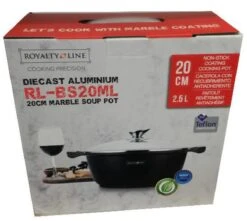Royalty Line - Marble Soep/braadpan - Met Glazen Deksel Zwart - 20 CM. RL-BS20ML -Merkloos Winkel 1200x1073 1