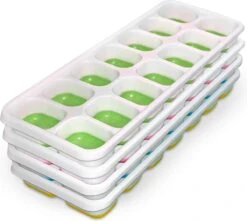 Siliconen IJsblokjesvorm Met Deksel (4 Stuks) - 56 Ijsblokjes - Herbruikbaar - Duurzaam - Vierkant - Blauw Groen Geel Roze -Merkloos Winkel 1200x1073 10
