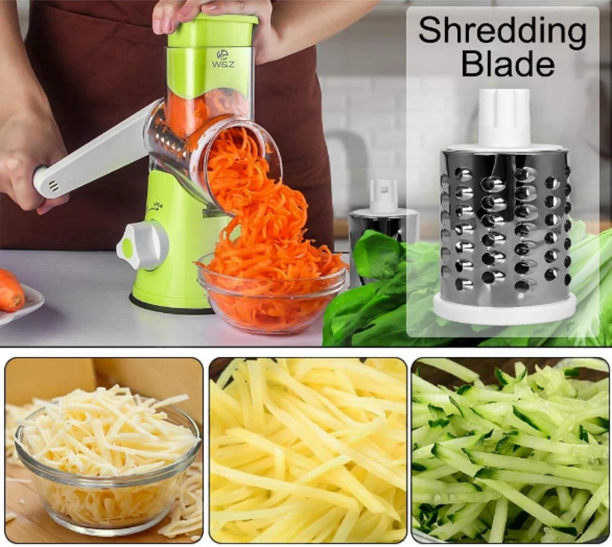 W&Z® Mandoline Groentesnijder- Slicer Dicer - Rasper - Keukensnijder - Vaatwasser Bestendig 2 W&Z® Mandoline Groentesnijder- Slicer Dicer - Rasper - Keukensnijder - Vaatwasser Bestendig - Afbeelding 2