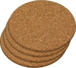 Merkloos 4x Ronde Pannen Onderzetters Van Kurk 17 Cm - Rond - Onderzetter Voor Pan - Kurken Onderzetters Set