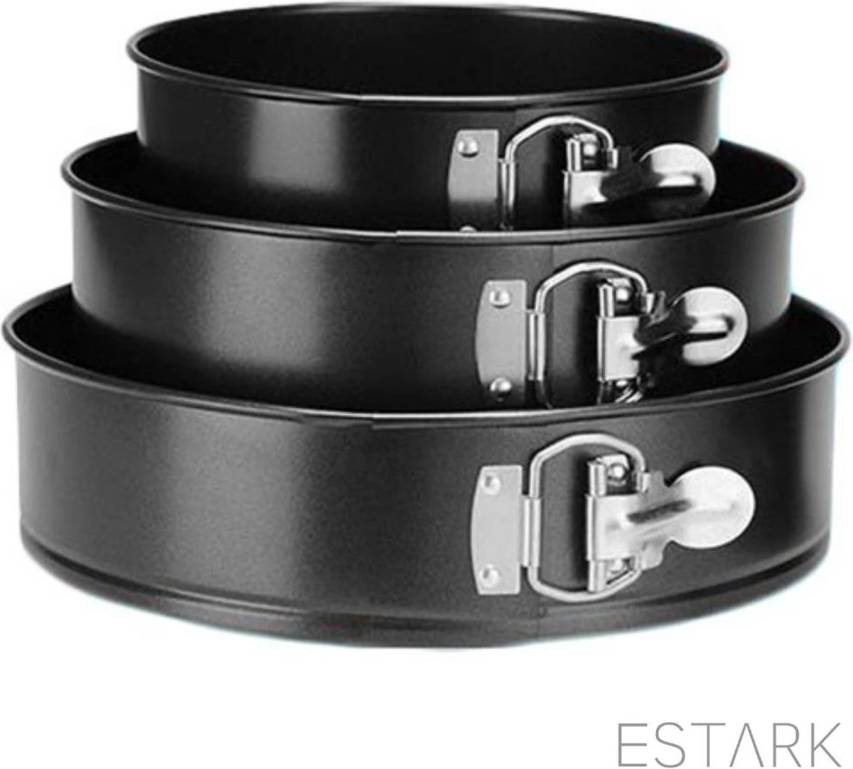 ESTARK® 3-Delige Ronde RVS Oven Bakvorm - Springvorm Set - Bak Vorm Voor Oven - Bakblik Taartvorm - Voor Het Bakken Van Cake Taarten Quiche - Cakevorm - Quichevorm - Taartblik Ring Metalen Ovenvorm - Rond - Ovenbakvorm 23/26/28cm - Set Van 3 3 ESTARK® 3-Delige Ronde RVS Oven Bakvorm - Springvorm Set - Bak Vorm Voor Oven - Bakblik Taartvorm - Voor Het Bakken Van Cake Taarten Quiche - Cakevorm - Quichevorm - Taartblik Ring Metalen Ovenvorm - Rond - Ovenbakvorm 23/26/28cm - Set Van 3 - Afbeelding 3