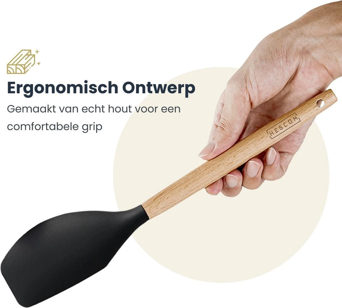 Hescom Siliconen Pannenlikker Met Anti-aanbaklaag - Keukengerei Met Ergonomisch Design - Hittebestendig - Vaatwasservriendelijk 5 Hescom Siliconen Pannenlikker Met Anti-aanbaklaag - Keukengerei Met Ergonomisch Design - Hittebestendig - Vaatwasservriendelijk - Afbeelding 5