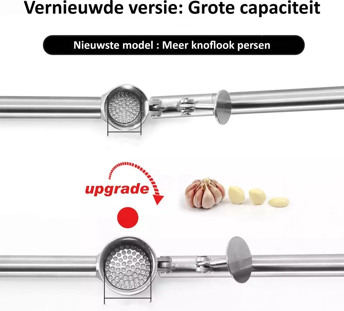 Knoflookpers - Gemberpers - RVS - Vaatwasserbestendig - Hoogwaardig Roestvrijstaal 3 Knoflookpers - Gemberpers - RVS - Vaatwasserbestendig - Hoogwaardig Roestvrijstaal - Afbeelding 3