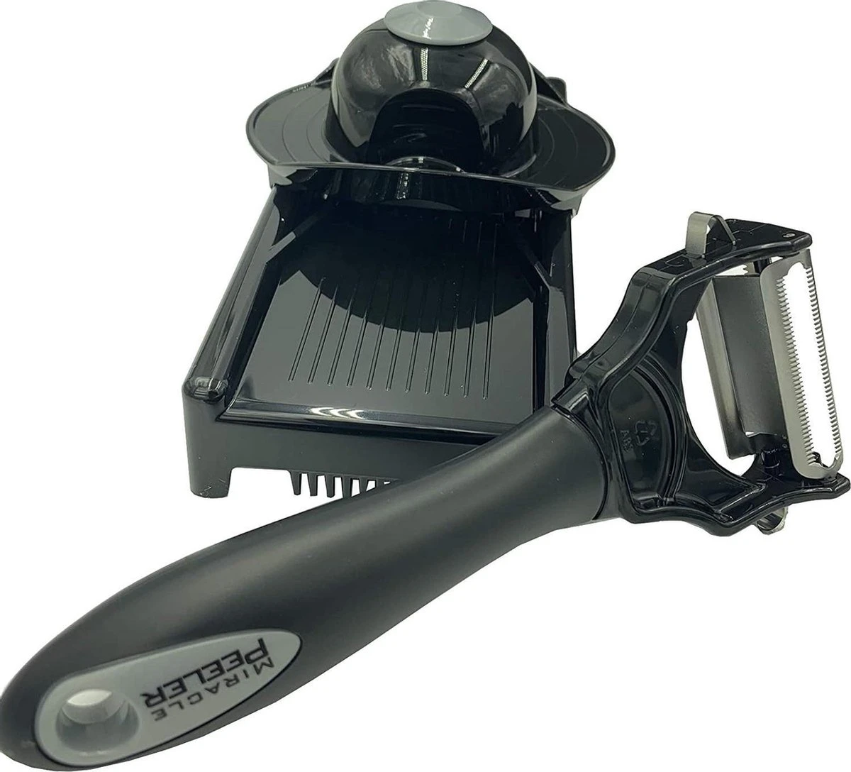 2in1 Miracle Peeler - Zwart - Kunststof - Dunschiller + Julienne Snijder - Bekend Van TV- Complete Set 3 2in1 Miracle Peeler - Zwart - Kunststof - Dunschiller + Julienne Snijder - Bekend Van TV- Complete Set - Afbeelding 3