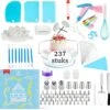 Perow Taarten Bak Set - Luxe XXL 237 Delig Set - Bakset Kinderen - Decoratie Set - Taarten En Cake Versieringen - Draaibaar Plateau - Herbruikbare Spuitzak - Cupcake Vormpjes