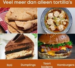 YUGN Tortilla Pers Roti Maker Hamburgerpers Inclusief 100 Stuks Bakpapier Vellen – Tortilla Maker Tortillapers Ook Als Wrap Taco En Hamburger Pers - Tortilla Press Veelzijdig En IJzersterk Gietijzer- Inclusief EBook - 19 CM Diameter - Cadeau -Merkloos Winkel 1200x1091 20