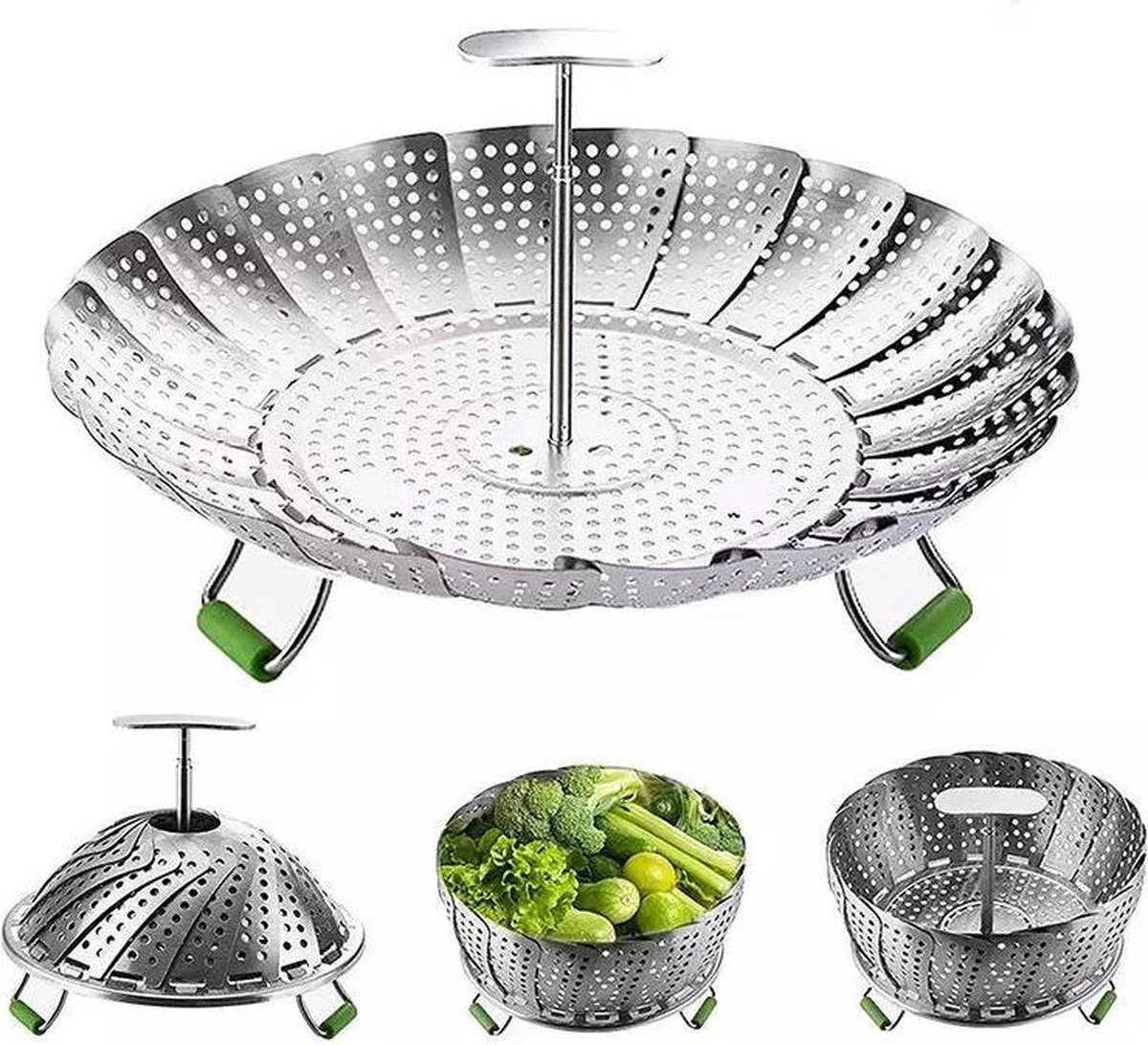 RVS Stoomrek- Stoommand Pan- Groentenstomer - Verstelbaar - Stoominzet - Stoombloem- Steamer Basket- Voor Groenten/vegetables 1 RVS Stoomrek- Stoommand Pan- Groentenstomer - Verstelbaar - Stoominzet - Stoombloem- Steamer Basket- Voor Groenten/vegetables