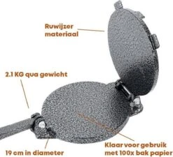 YUGN Tortilla Pers Roti Maker Hamburgerpers Inclusief 100 Stuks Bakpapier Vellen – Tortilla Maker Tortillapers Ook Als Wrap Taco En Hamburger Pers - Tortilla Press Veelzijdig En IJzersterk Gietijzer- Inclusief EBook - 19 CM Diameter - Cadeau -Merkloos Winkel 1200x1094 11