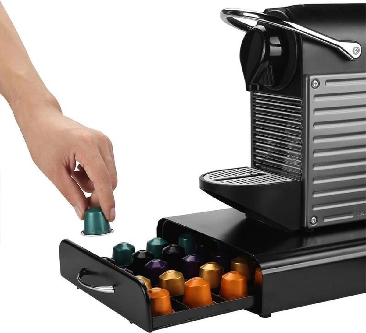 Luxe Nespresso Capsule Houder Met Lade - Espresso Koffie Pad En Cups Houder - 50 Capsules 4 Luxe Nespresso Capsule Houder Met Lade - Espresso Koffie Pad En Cups Houder - 50 Capsules - Afbeelding 4
