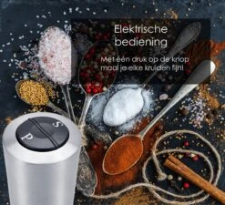 KROMS Peper En Zoutmolen Set - Peper En Zoutmolen Set Elektrisch -2 In 1 - Instelbare Maalgraad - Pepermolen - Zoutmolen - Peper En Zoutmolen Elektrisch -Merkloos Winkel 1200x1094 5