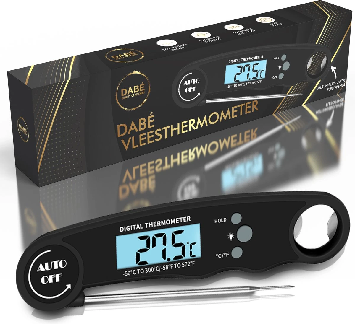 Dabé Draadloze Vleesthermometer - Keukenthermometer 1 Dabé Draadloze Vleesthermometer - Keukenthermometer
