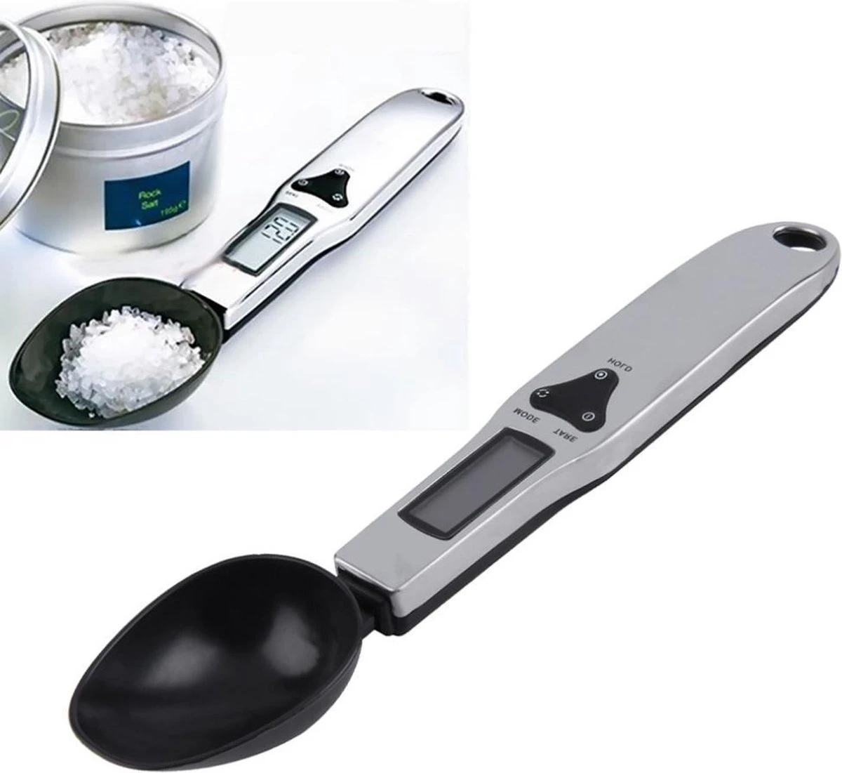 Merkloos Digitale Lepelweegschaal - Tot 500 Gram - RVS 2 Merkloos Digitale Lepelweegschaal - Tot 500 Gram - RVS - Afbeelding 2