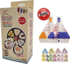 Onigiri Suhsi Mal - Sushi Vorm - Sushi Maker Onigiri - Sushi Maken Incl. 2 Pack - 1 Lepel -Extra Bonus 12 Zakken&Stickers