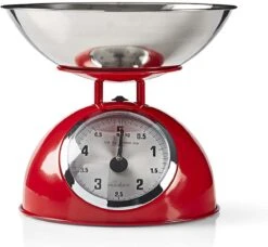 Nedis Keukenweegschaal - Analoog - Roestvrij Staal - Verwijderbare Kom - Rood
