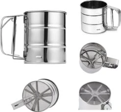 Professionele RVS Meelzeef - Bloemzeef - Poedersuikerzeef - Suikerzeef - Bakgerei - Stooier - Keuken Tafel -Roestvrij Staal - Draai Meel Zeef - Bloem Zeef - Poedersuiker Zeef - -Merkloos Winkel 1200x1107 7