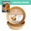LuZana Airfryer Bakpapier 50 Stuks – Heteluchtfriteuse Wegwerp Bakjes – Ook Geschikt Voor Oven, Stomer & Magnetron – Airfryer Accesoires – Bruin - Bakpapier - Airfryer - INCLUSIEF GRATIS E-BOOK