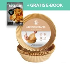 LuZana Airfryer Bakpapier 50 Stuks – Heteluchtfriteuse Wegwerp Bakjes – Ook Geschikt Voor Oven, Stomer & Magnetron – Airfryer Accesoires – Bruin - Bakpapier - Airfryer - INCLUSIEF GRATIS E-BOOK