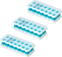 IJsblokjesvorm Siliconen Met Deksel - 3 Stuks- IJsvormpjes, Herbruikbaar - IJsblokjesmaken Zonder Morsen, BPA Vrij