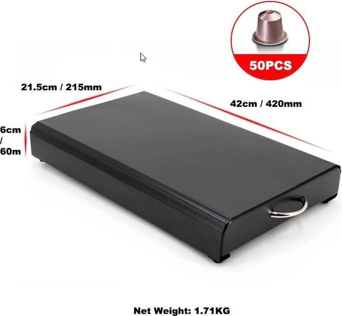 Luxe Nespresso Capsule Houder Met Lade - Espresso Koffie Pad En Cups Houder - 50 Capsules 6 Luxe Nespresso Capsule Houder Met Lade - Espresso Koffie Pad En Cups Houder - 50 Capsules - Afbeelding 6