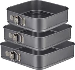 Relaxdays Springvorm Vierkant - Set Van 3 - Bakvorm - Anti-aanbak - Taartvorm - Bakblik