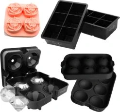 Siempre Bien Luxe Ijsblokvorm - Vierkant, Rond Diamant En Rozen - Decoratieve Ijsblokmaker - Kindervriendelijk - Cocktails - Inclusief Trechtertje